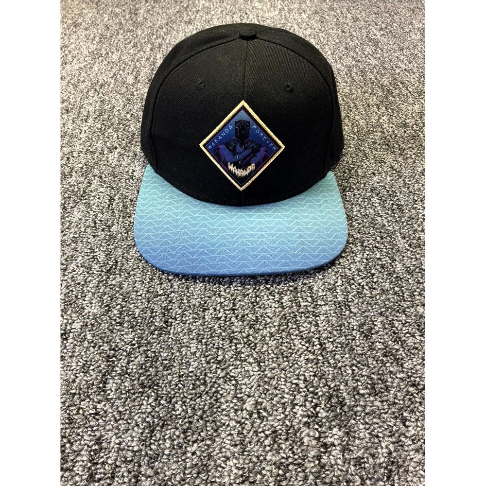Marvel Black Panther Wakanda Forever Snapback Hat Cap One Size Black Purple
